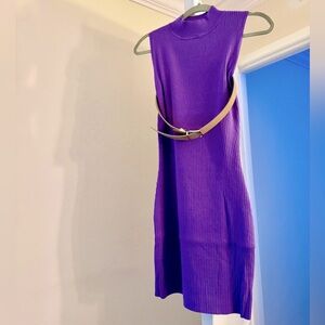 NEW: Pop Bright Mod Purple Ribbed Knit Dress